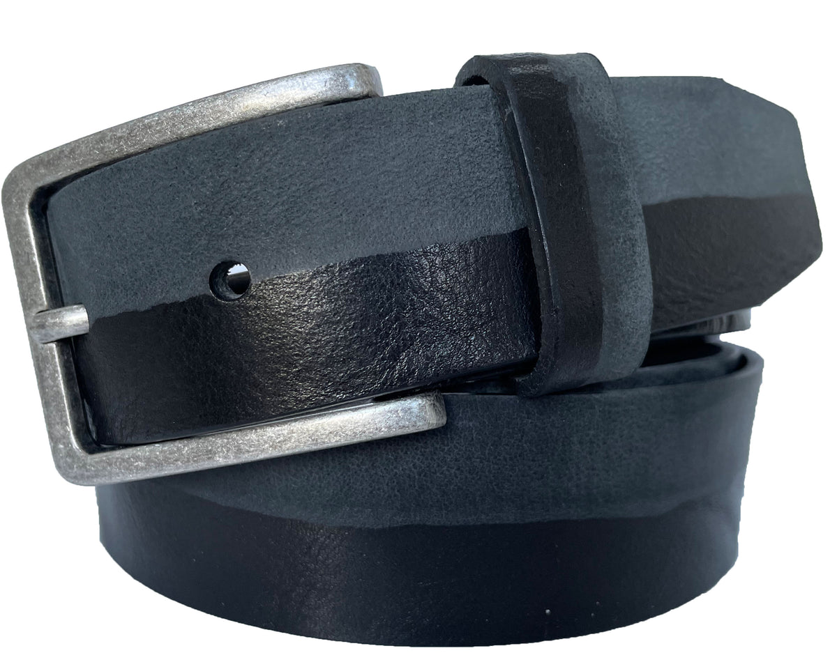 Black 35mm Italian Leather Belt Distressed Finish