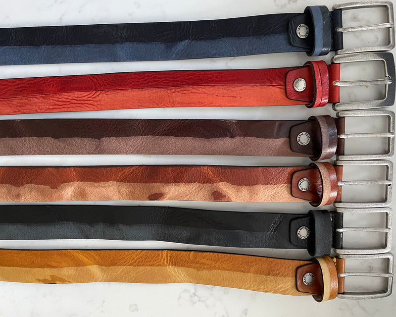 Black 35mm Italian Leather Belt Distressed Finish product image