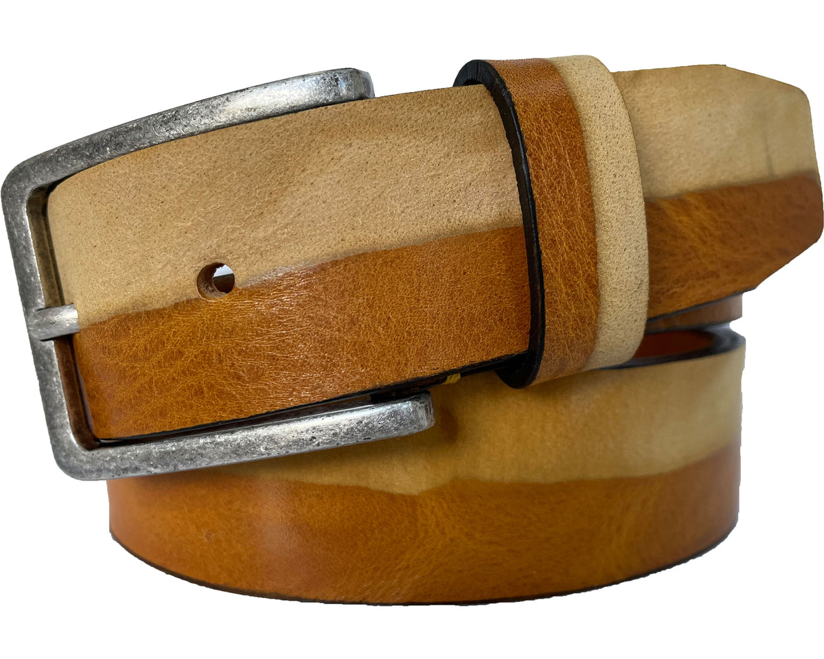 Honey Tan 35mm Italian Leather Belt Distressed Finish