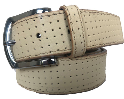 CREAM LEATHER DOTTED 40MM LEATHER BELT