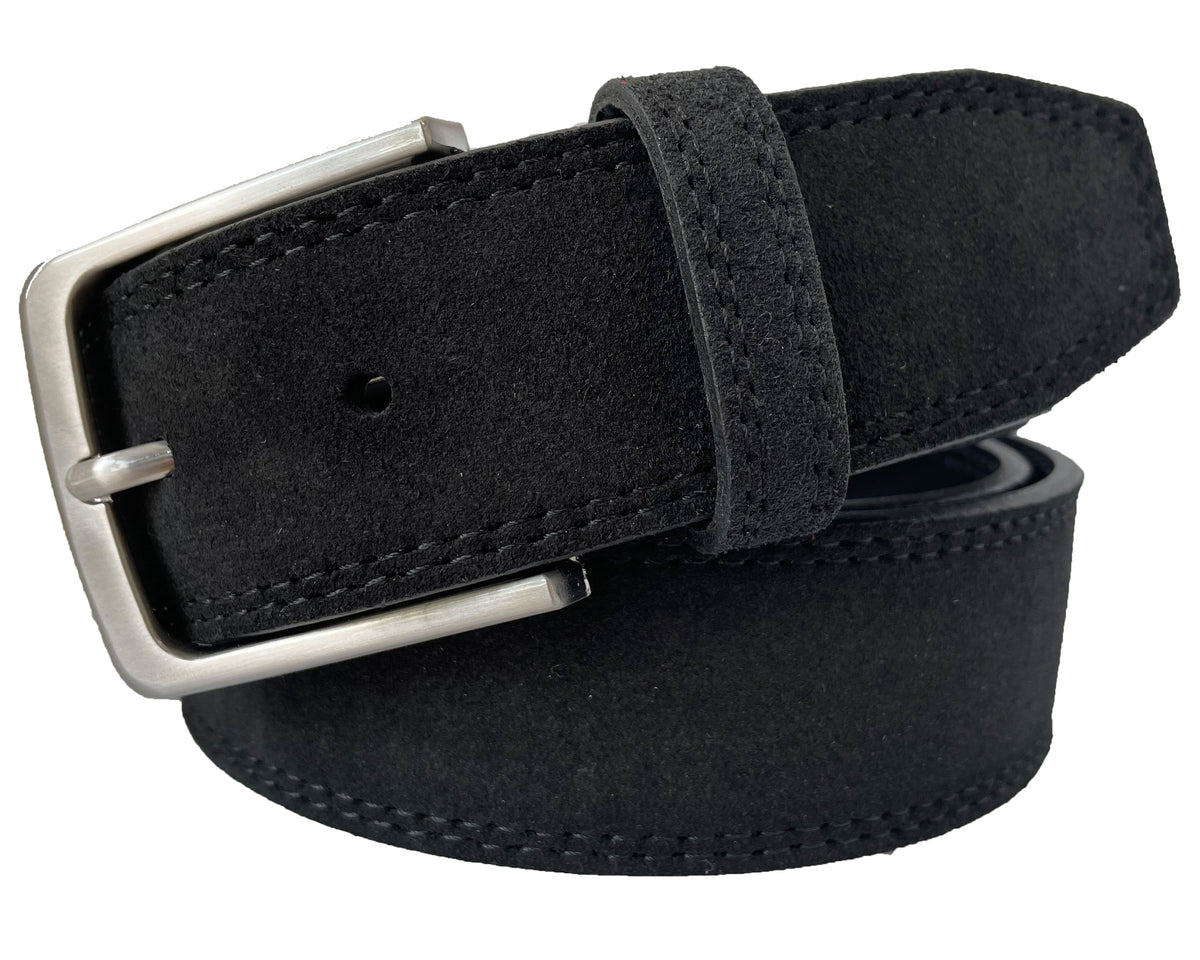 Black 40mm Italian Suede Belt