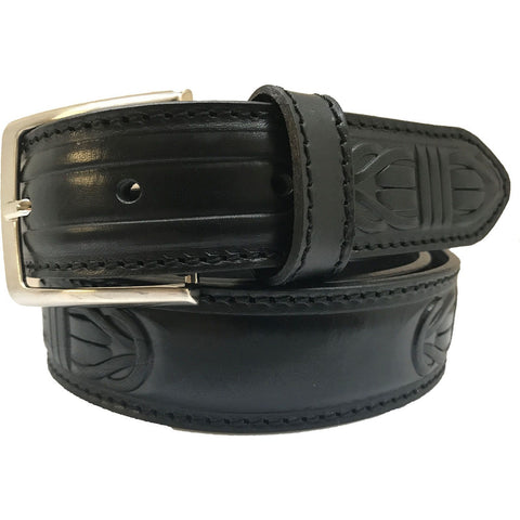 BLACK ESSENTIAL KNOT DESIGN 35MM LEATHER BELT