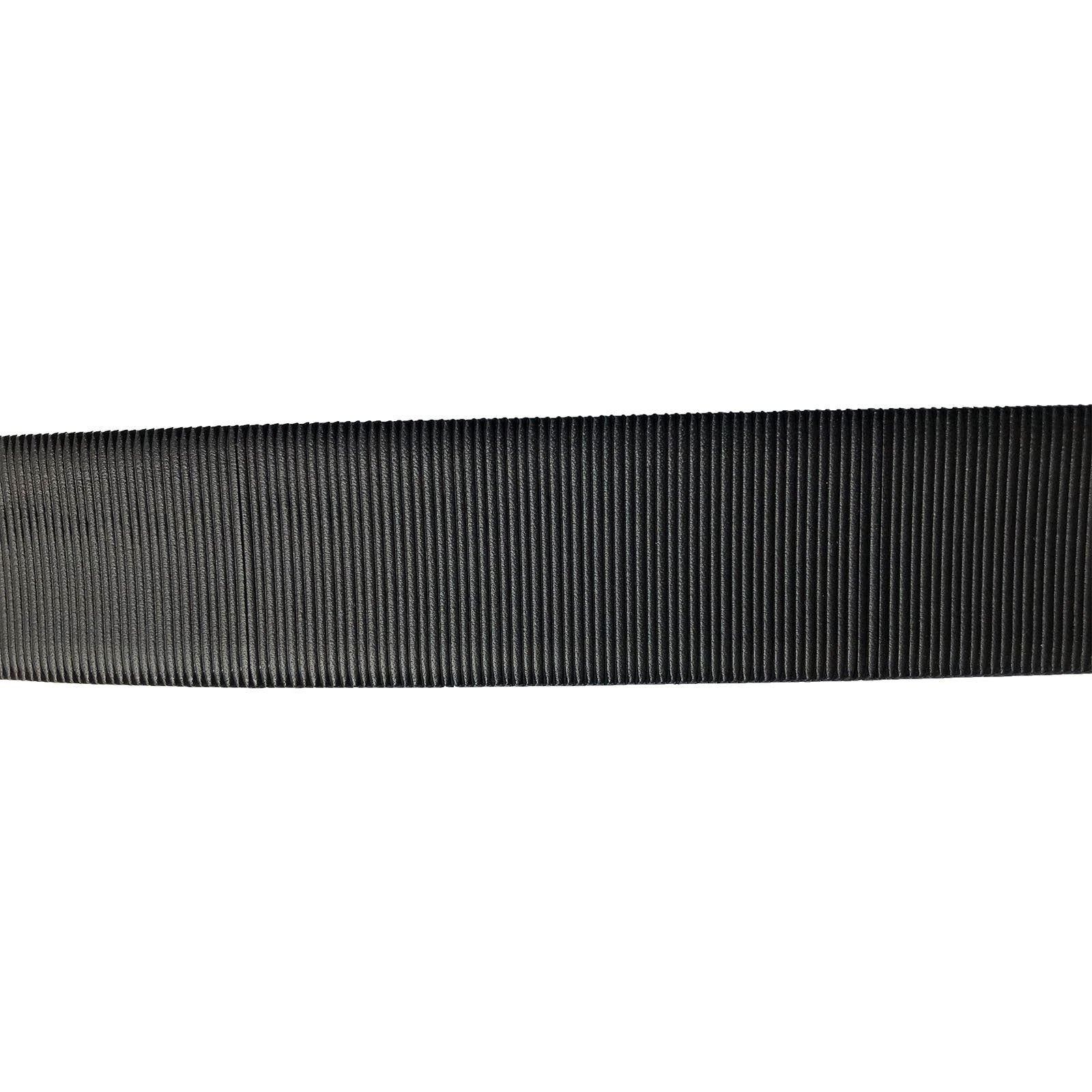 BLACK 35MM STRIPE EMBOSSED LEATHER BELT WITH A PLAQUE BUCKLE