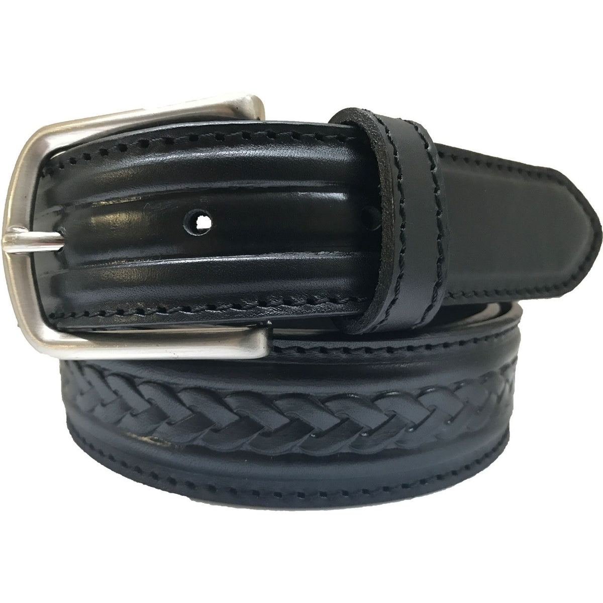 Black 35mm Italian Leather Belt Embossed Finish