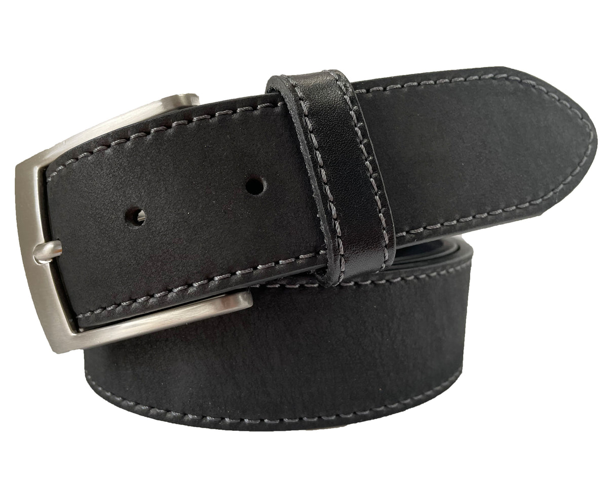 Black 40mm Italian Nubuck Leather Belt