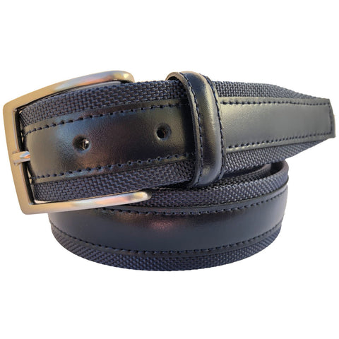 BLUE LEATHER & CANVAS  35MM LEATHER BELT