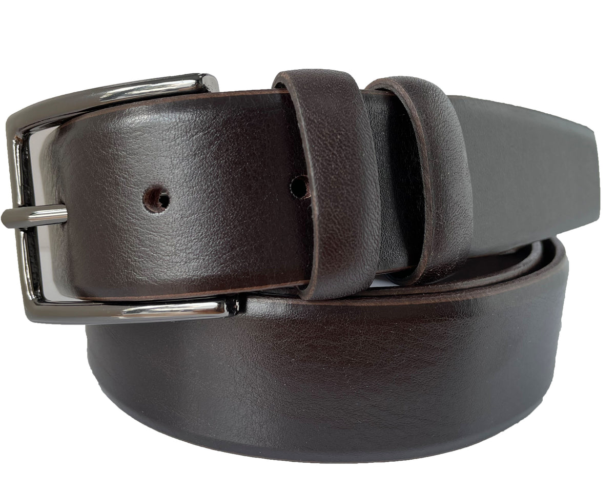 Brown 35mm Italian Leather Belt with gunmetal buckle