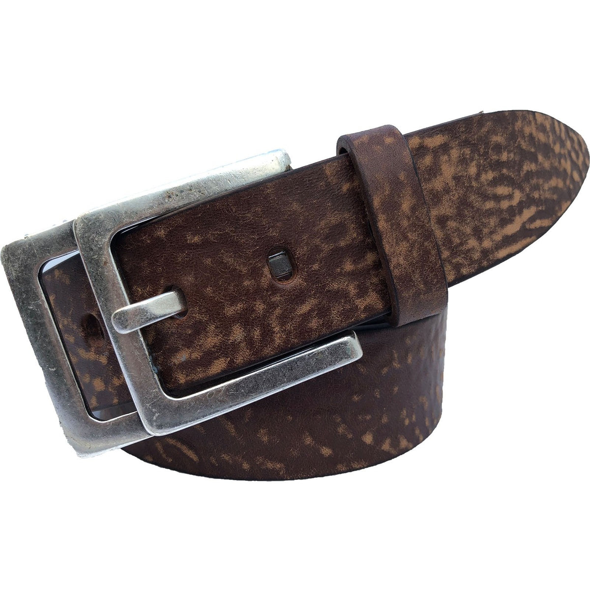Brown 40mm Italian Leather Belt with double-prong buckle