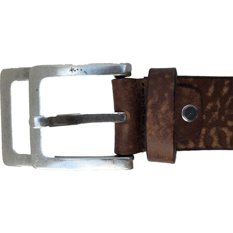 DOUBLE BUCKLE  TWO TONE BROWN  40MM HIDE LEATHER BELT