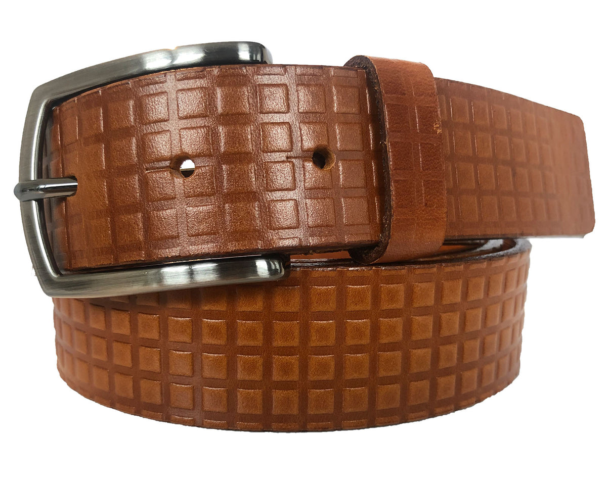 Tan 35mm Italian Leather Belt Embossed Finish