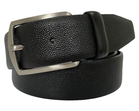 IMPRINTED BLACK CALF LEATHER BELT SINGLE LOOP 35MM