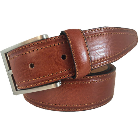 TAN DOUBLE STITCHED 35MM LEATHER BELT