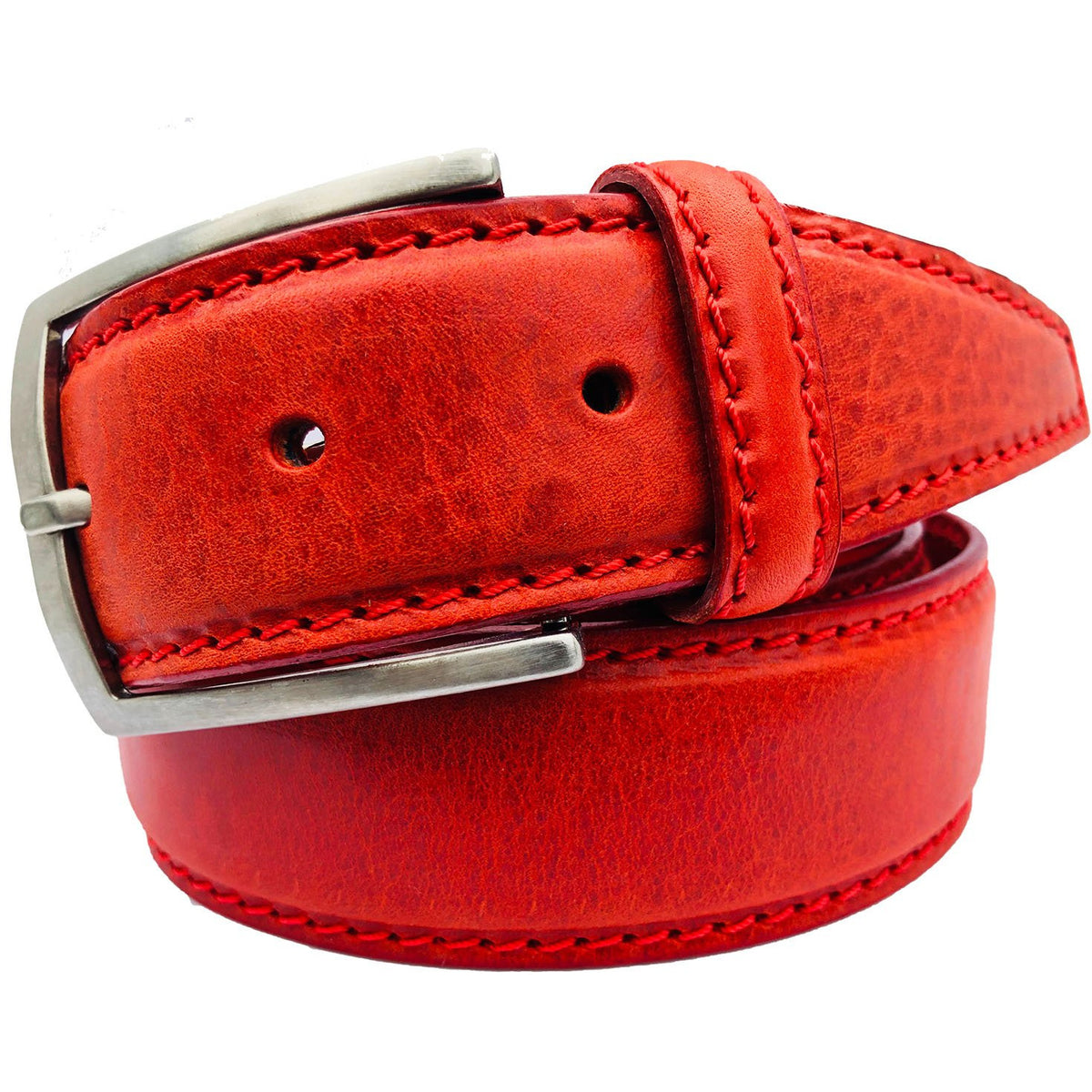 Red 40mm Italian Leather Belt