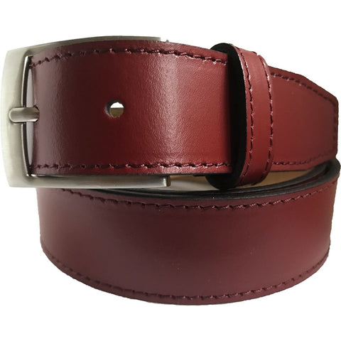 BURGUNDY CALF LEATHER 35MM LEATHER BELT