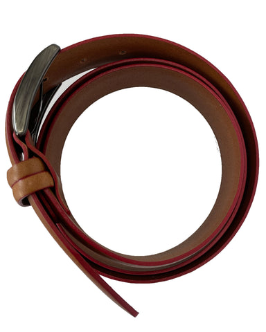 TAN WITH RED EDGE 35MM LEATHER BELT